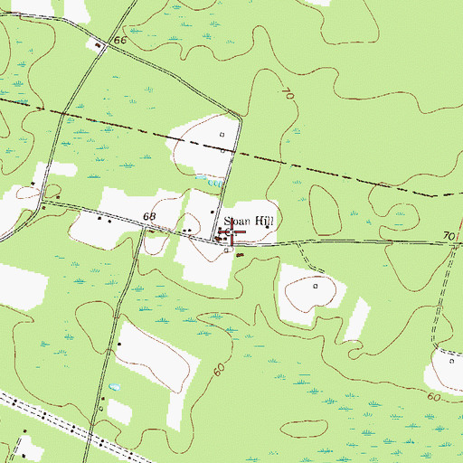 Topographic Map of Sloan Hill Church, GA