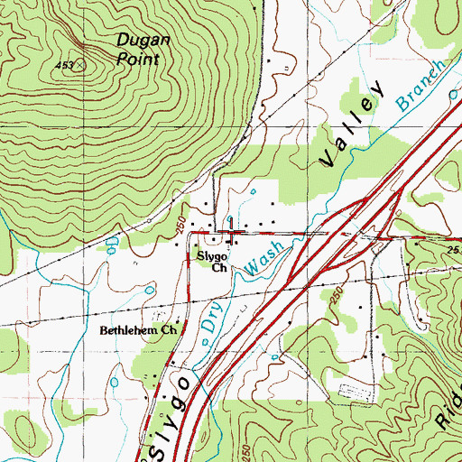 Topographic Map of Slygo Missionary Baptist Church, GA