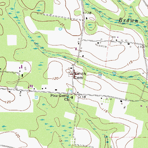 Topographic Map of Smith Cemetery, GA