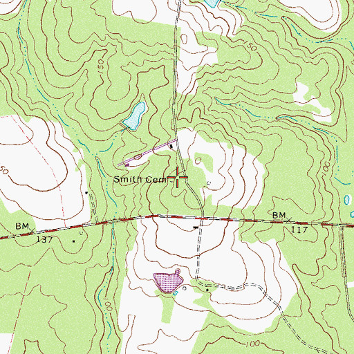 Topographic Map of Smith Cemetery, GA