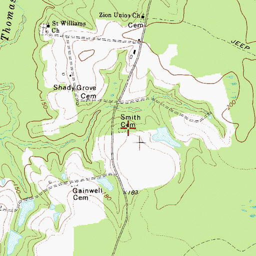 Topographic Map of Smith Cemetery, GA