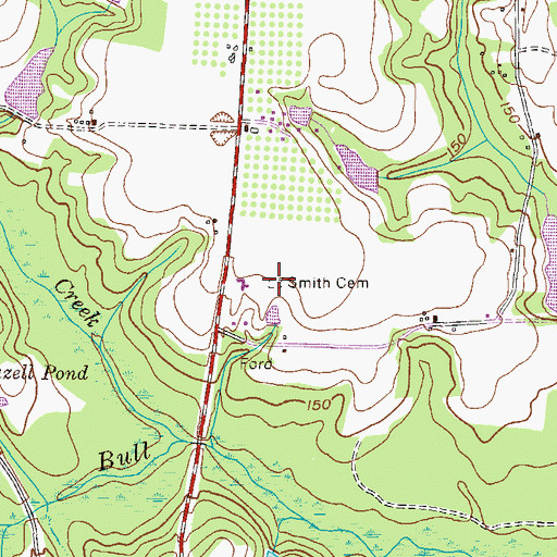 Topographic Map of Smith Cemetery, GA