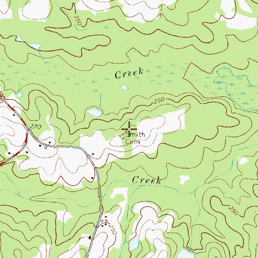 Topographic Map of Smith Cemetery, GA