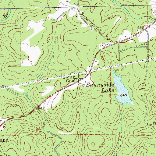 Topographic Map of Smith Cemetery, GA