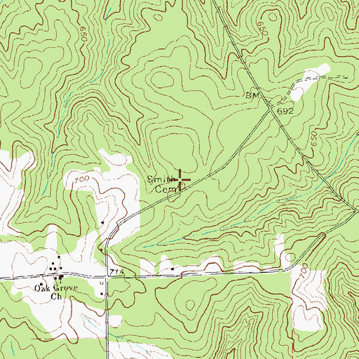 Topographic Map of Smith Cemetery, GA