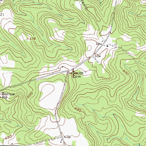 Topographic Map of Smith Cemetery, GA