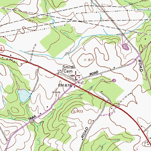 Topographic Map of Smith Cemetery, GA