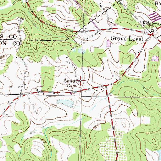 Topographic Map of Smith Cemetery, GA