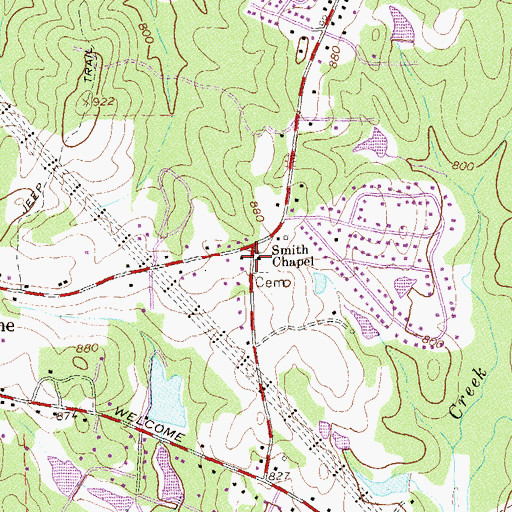 Topographic Map of Smith Chapel, GA