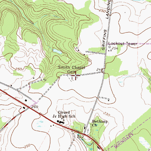 Topographic Map of Smith Chapel Cemetery, GA