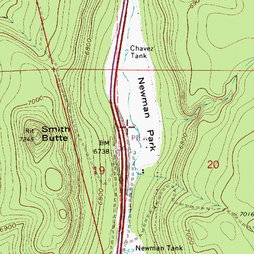 Topographic Map of Newman Park, AZ
