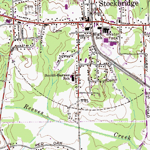 Topographic Map of Smith - Barnes Elementary School, GA