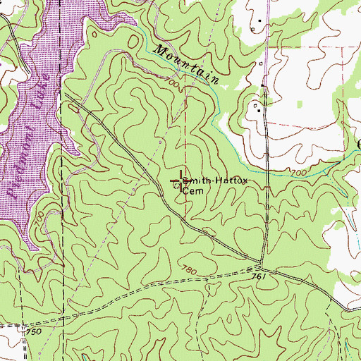 Topographic Map of Smith-Hattox Cemetery, GA