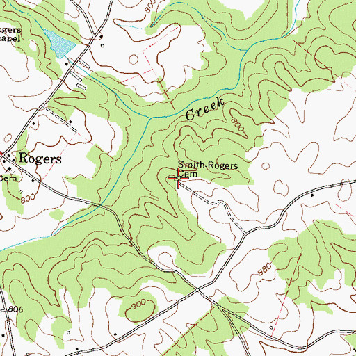 Topographic Map of Smith-Rogers Cemetery, GA