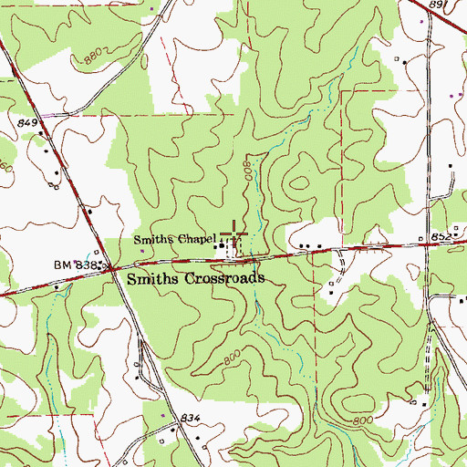 Topographic Map of Smiths Chapel, GA