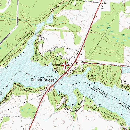 Topographic Map of Smoak Cemetery, GA