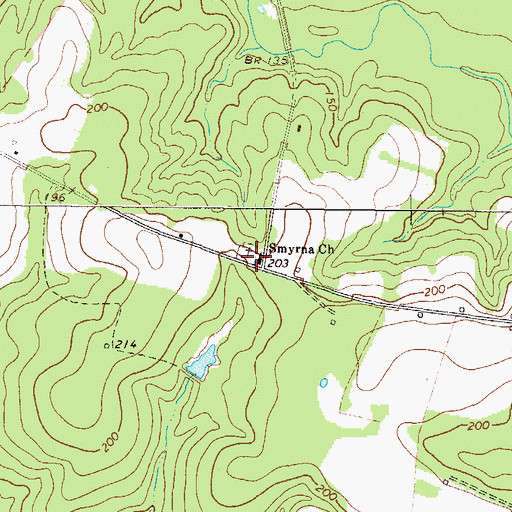 Topographic Map of Smyrna Church, GA