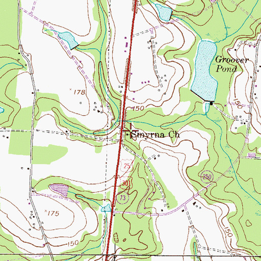 Topographic Map of Smyrna Church, GA