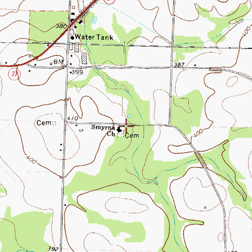 Topographic Map of Smyrna Church, GA