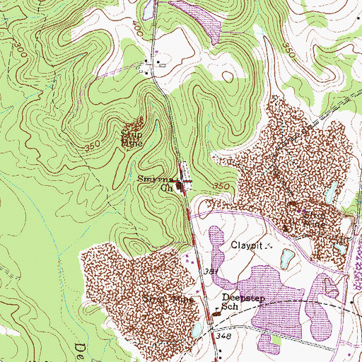 Topographic Map of Smyrna Church, GA