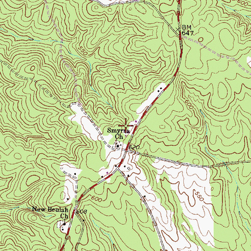 Topographic Map of Smyrna Church, GA