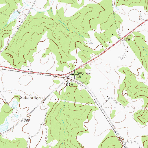 Topographic Map of Smyrna Church, GA