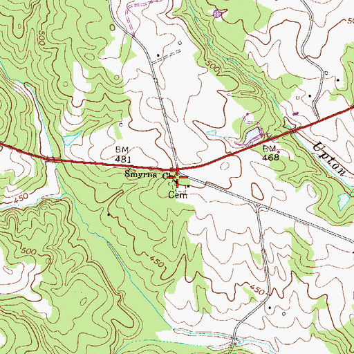 Topographic Map of Smyrna Church, GA
