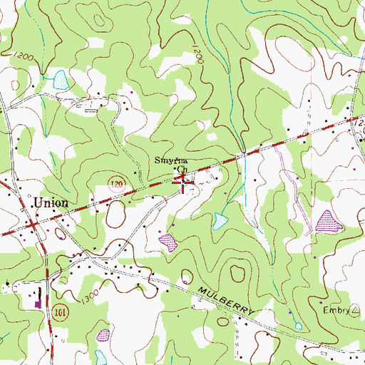Topographic Map of Smyrna Church, GA