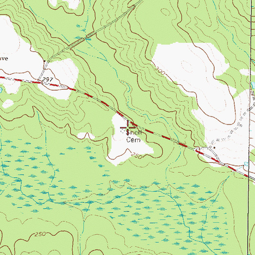 Topographic Map of Snell Cemetery, GA