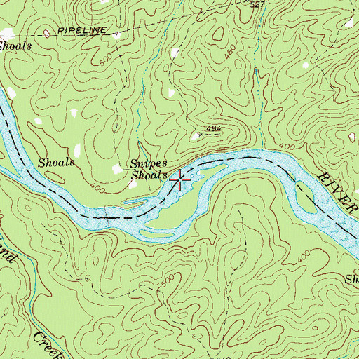 Topographic Map of Snipes Shoals, GA