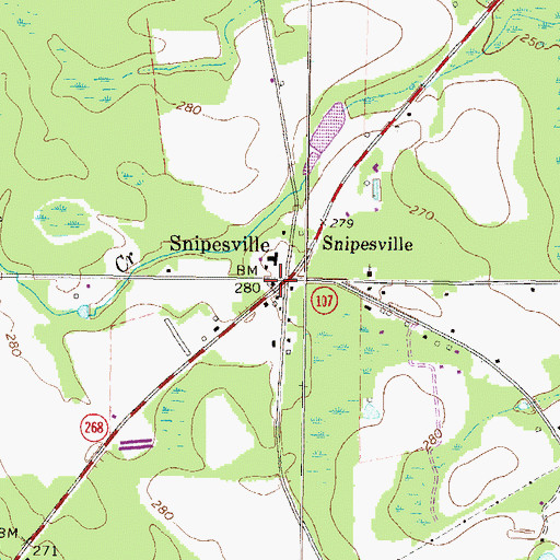 Topographic Map of Snipesville, GA