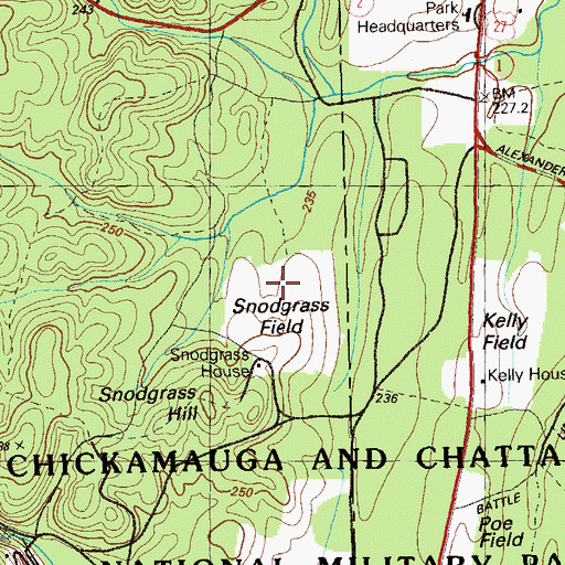Topographic Map of Snodgrass Field, GA