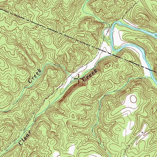 Topographic Map of Snow Creek, GA