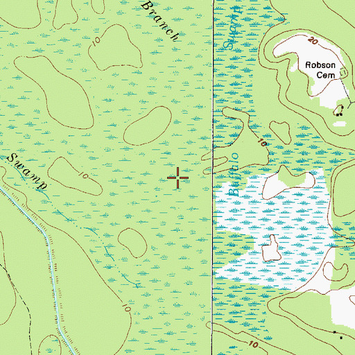 Topographic Map of Snuff Box Swamp, GA