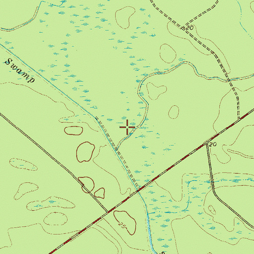 Topographic Map of Snuff Box Swamp, GA