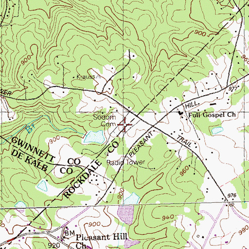 Topographic Map of Sodom Cemetery, GA