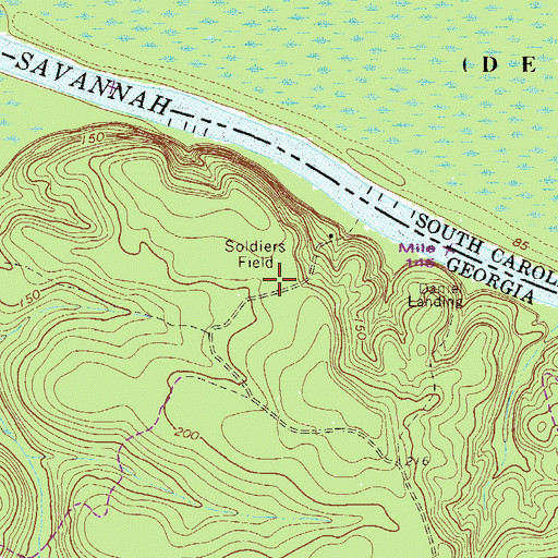 Topographic Map of Soldiers Field, GA
