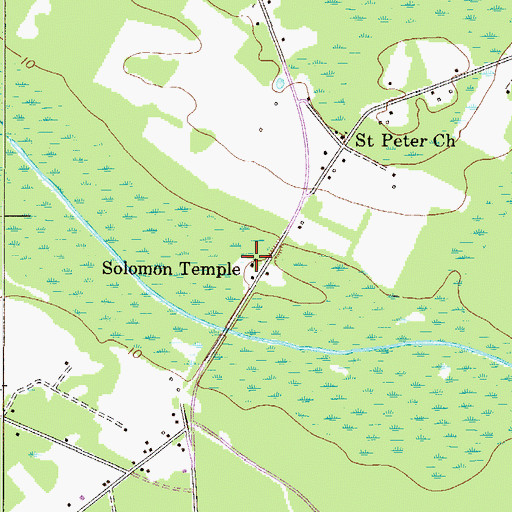 Topographic Map of Solomon Temple, GA