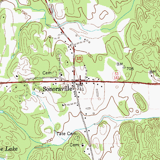 Topographic Map of Sonoraville, GA