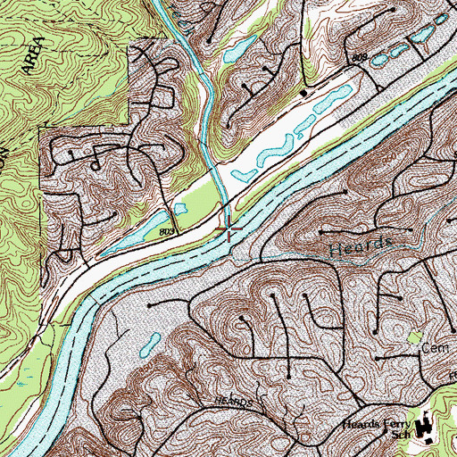 Topographic Map of Sope Creek, GA