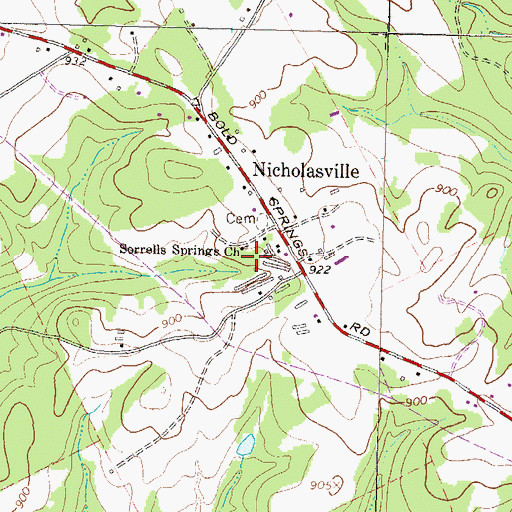 Topographic Map of Sorrells Springs Church, GA