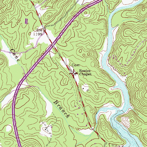 Topographic Map of Soules Chapel, GA