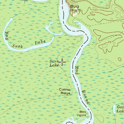 Topographic Map of Sour Lake, GA