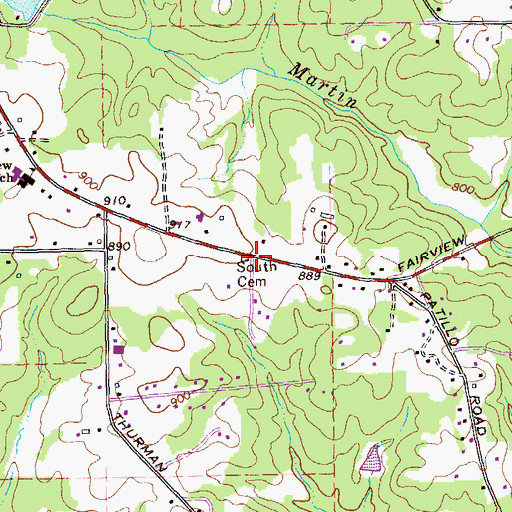 Topographic Map of South Cemetery, GA