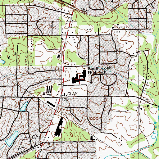 Topographic Map of South Cobb High School, GA