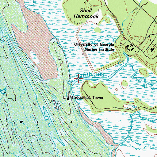 Topographic Map of Lighthouse Creek, GA