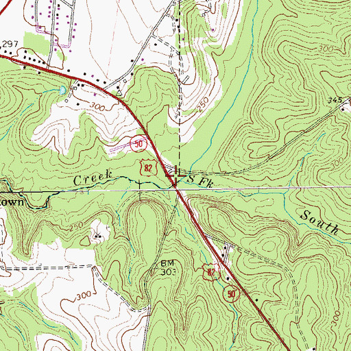 Topographic Map of South Fork Tobannee Creek, GA