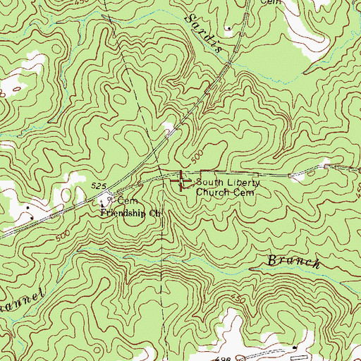 Topographic Map of South Liberty Church Cemetery, GA