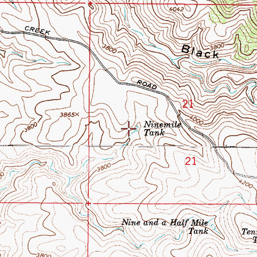 Topographic Map of Ninemile Tank, AZ