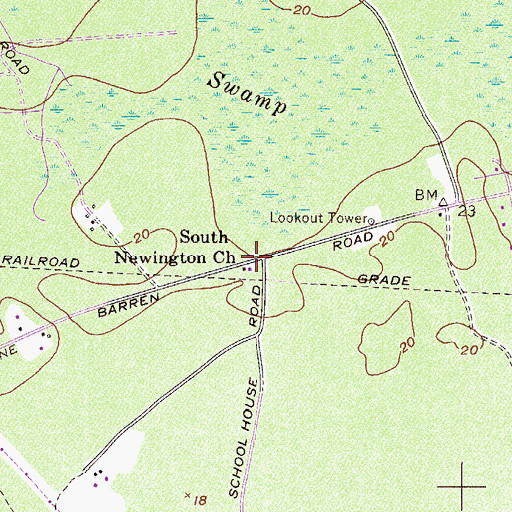 Topographic Map of South Newington Church, GA